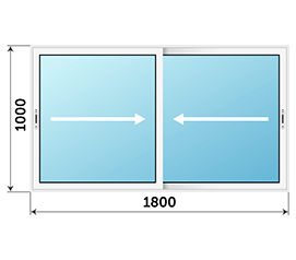 Двухстворчатое окно ALUTECH 1800x1000
