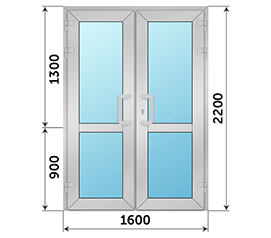 Двухстворчатая дверь остекленная ALUTECH 1600x2200
