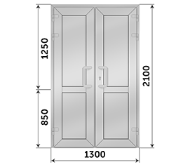 Двухстворчатая дверь глухая ALUTECH 1300x2100