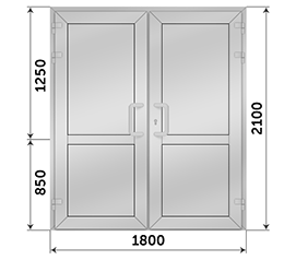 Двухстворчатая дверь глухая Alumil 1800x2100