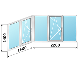 Окно на балкон ALUTECH 3500x1400