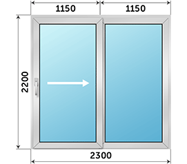 Полуторная дверь остекленная ALUTECH 2300x2200