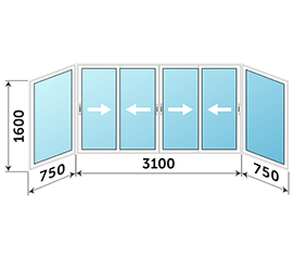 Балконное окно ALUTECH 4600x1600